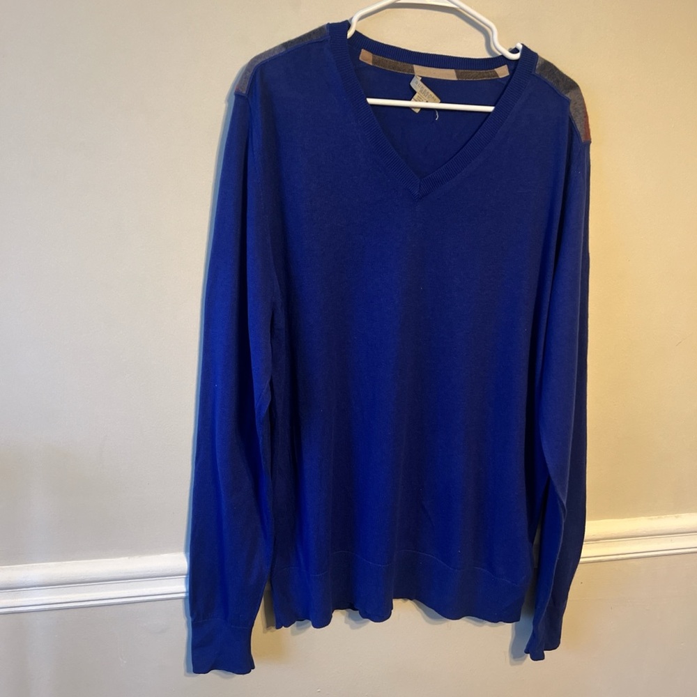 Burberry Royal Blue V-Neck Sweater